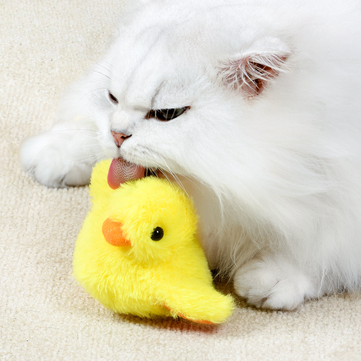 Petgravity Jouet interactif en peluche pour chat, Canard à ailes battantes, Lot de 1, Rechargeable USB-C, Contient de l’herbe à chat, Jouet couineur, Jouet de chasse