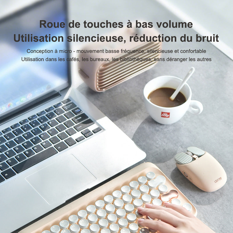 lofree Wavy Chips souris Bluetooth – Connexion bi-mode (Bluetooth / 2,4G), DPI réglable 5 niveaux, Batterie 800 mAh, Couleur thé au lait, EP115