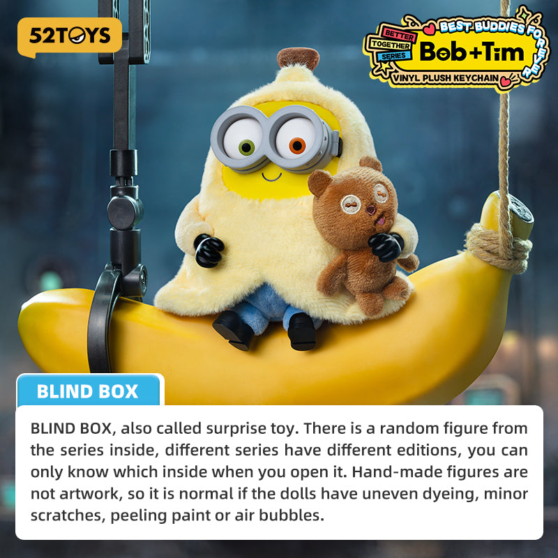 52TOYS Bob-Tim Série Minions - Amis ensemble - Pendentif en peluche en caoutchouc - Boîte mystère - Jouet tendance - Modèle aléatoire vendu à l'unité