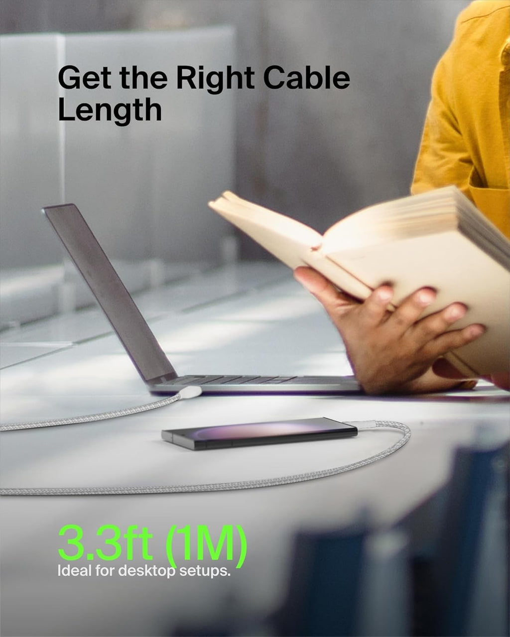 Belkin câble tressé USB-C vers USB-A pour smartphone blanc - 1 m