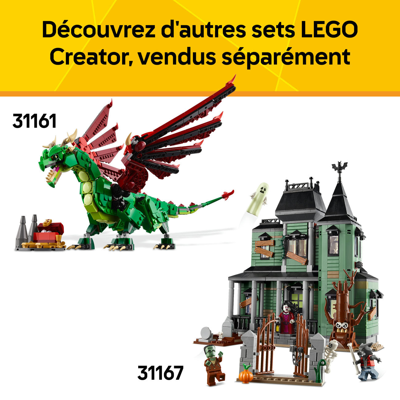 LEGO Creator 3 en 1 Château Médiéval 31168 Ensemble de Construction Jouet (Reconstruit en Tour ou Place du Marché, 1 371 Pièces)