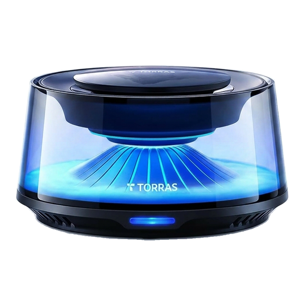 Diffuseur de parfum intelligent TORRAS pour voiture, parfum automobile premium avec design paysager, marche/arrêt automatique, double bande lumineuse DIY, recharge solaire et USB-C