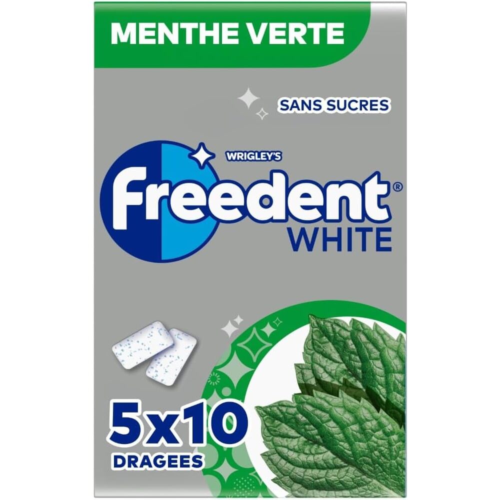 Freedent Gomme à mâcher blanchissante à la menthe, 5 pièces