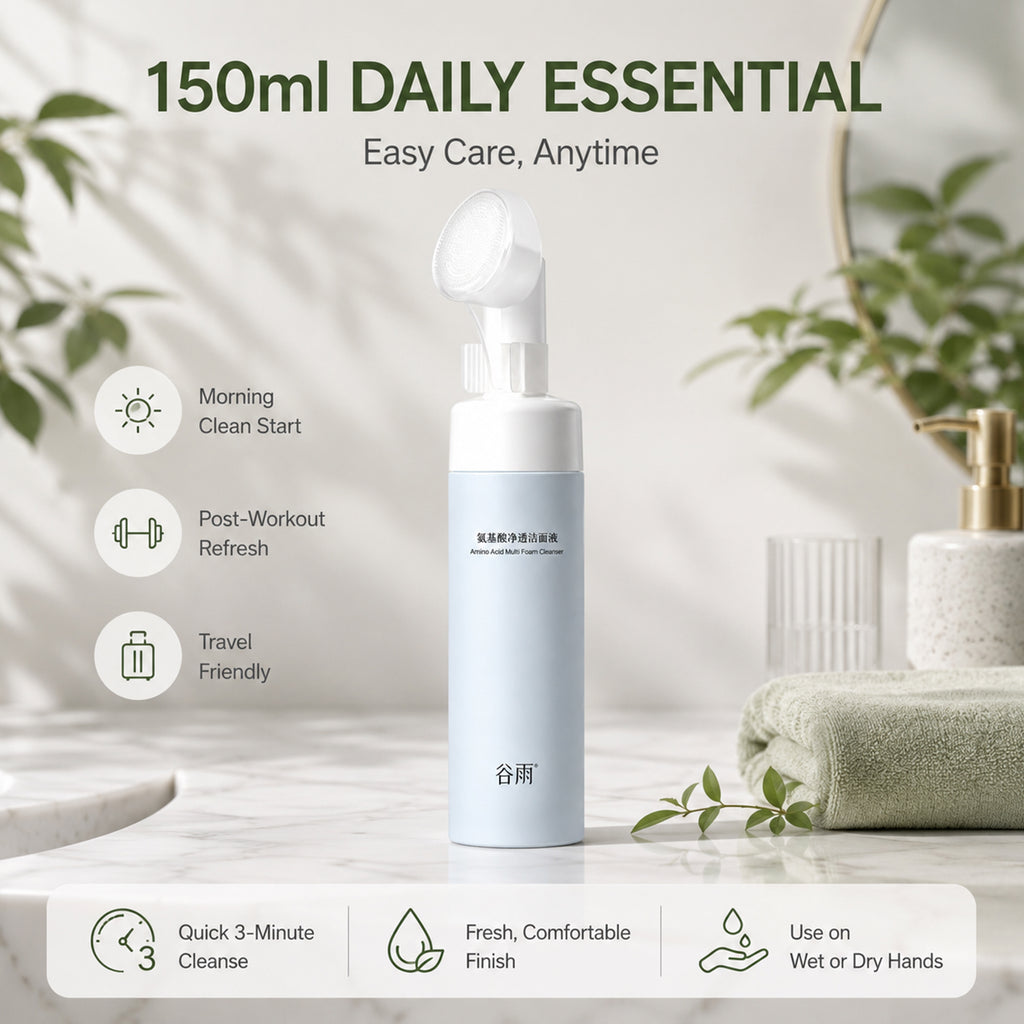 GUYU Nettoyant Visage aux Acides Aminés avec Brosse Nettoyante 150 ml