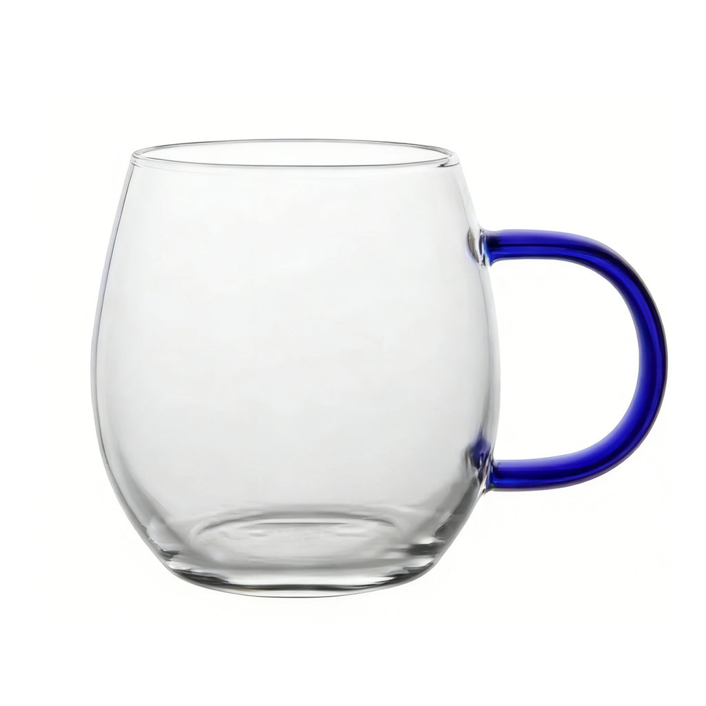 Ju7cer Tasse en verre à anse bleue, Verre à thé, Verre à boire, Verre à café, 300 ml, 1 pièce