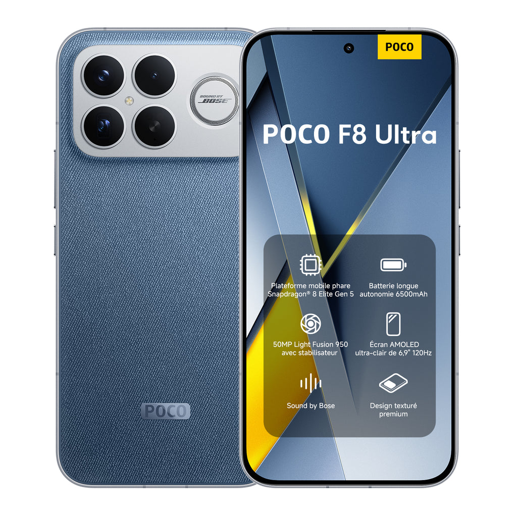 POCO F8 Ultra Bleu Denim 12 Go RAM 256 Go ROM eSIM, Double SIM, NFC