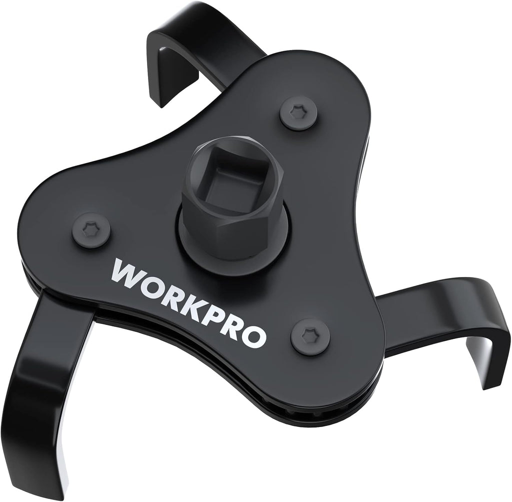 WORKPRO Clé universelle pour filtre à huile, outil d'extraction de filtre à huile réglable à 3 mâchoires, pour filtres à huile 70-110 mm