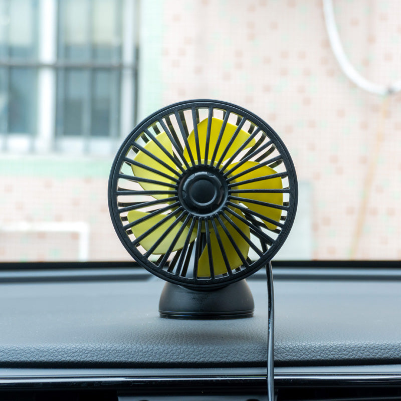 Ventilateur de voiture Hello leiboo rotatif à 360° avec ventouse puissante, alimenté par USB, 5 pales, 3 vitesses réglables, fixation sur tableau de bord ou pare-brise