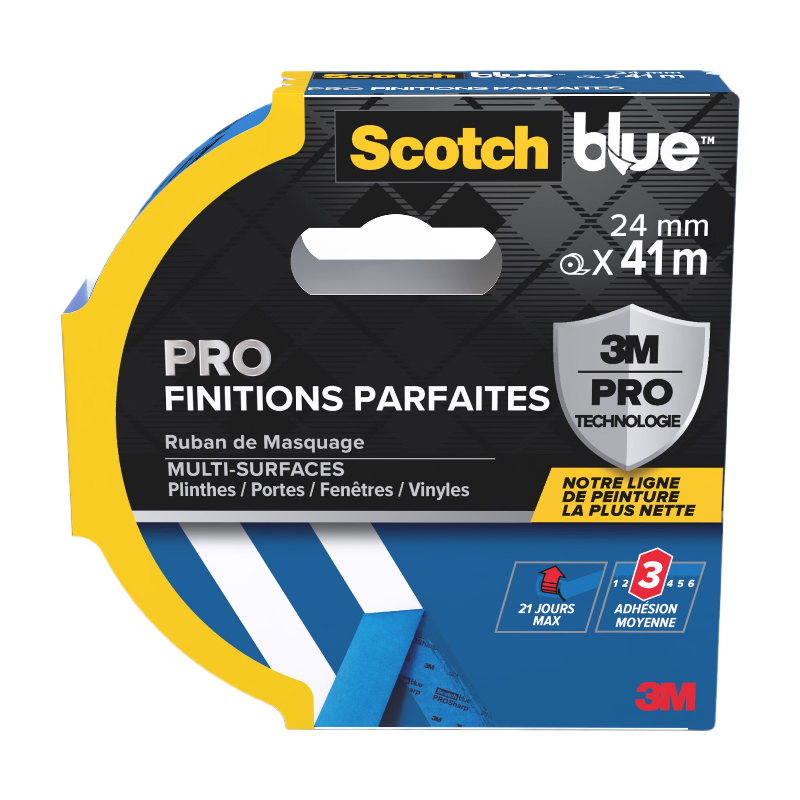 ScotchBlue™ Ruban de masquage PRO finitions parfaites - PEFC Bleu 24mm x 41m