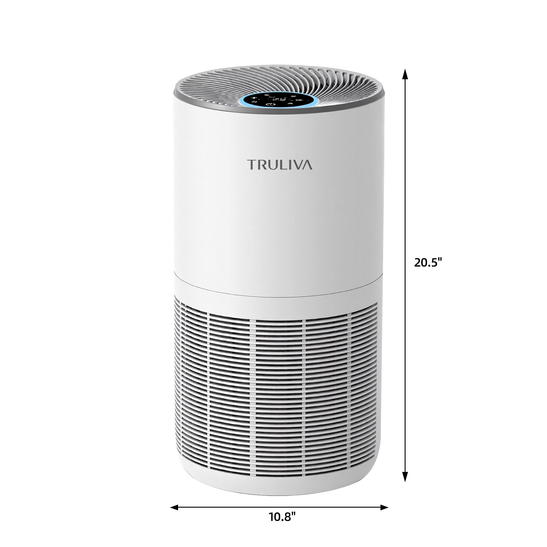 TRULIVA H13 Purificateur d'air HEPA, CADR 450 m³/h, circulation d'air à 360° pour toute la pièce, minuterie 24 h, élimine les odeurs et les squames d'animaux, allergies, PM2.5, fumée, pollen, acariens
