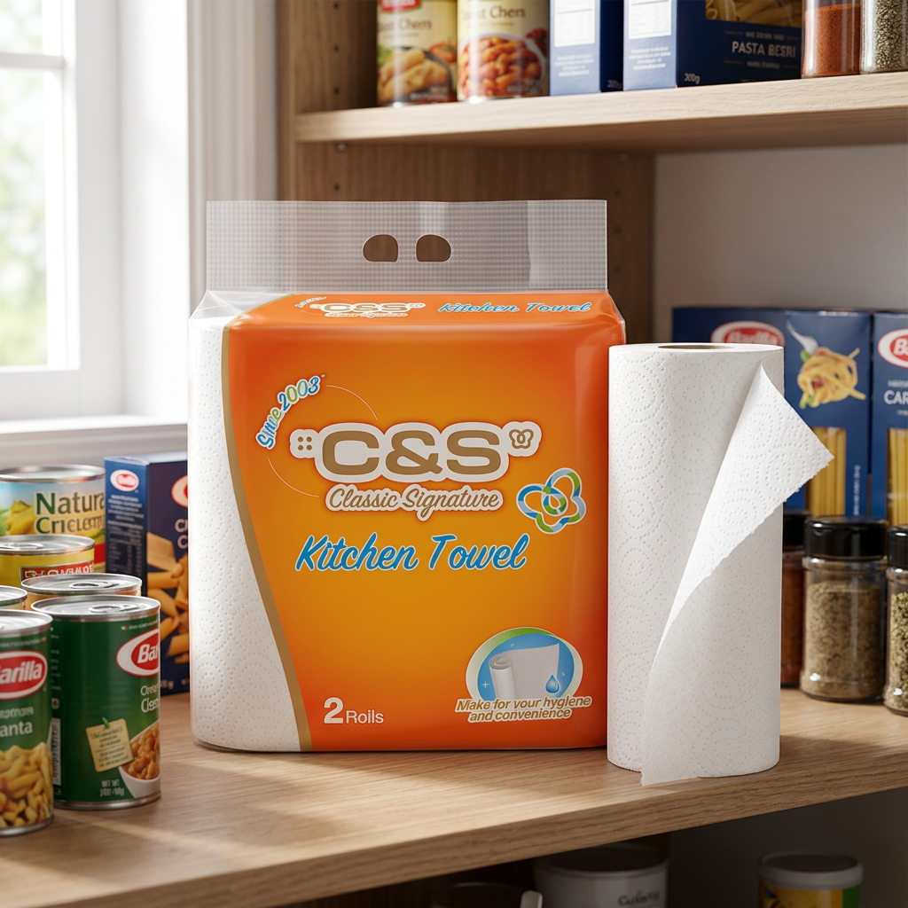 C&S Rouleaux d'essuie-tout, 2 plis, 140 feuilles (70 feuilles * 2 rouleaux), super absorbants, absorbent l'huile, retiennent l'eau, indispensable pour la cuisine