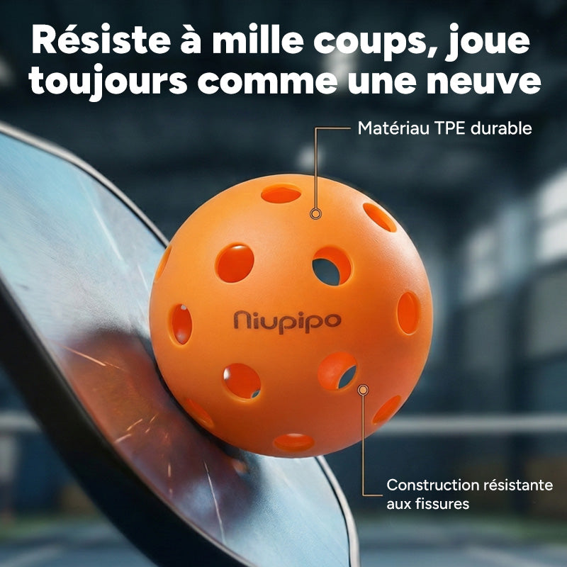 NIUPIPO Lot de 6 balles de pickleball en TPE de haute qualité et durable pour intérieur - Ø 74 mm