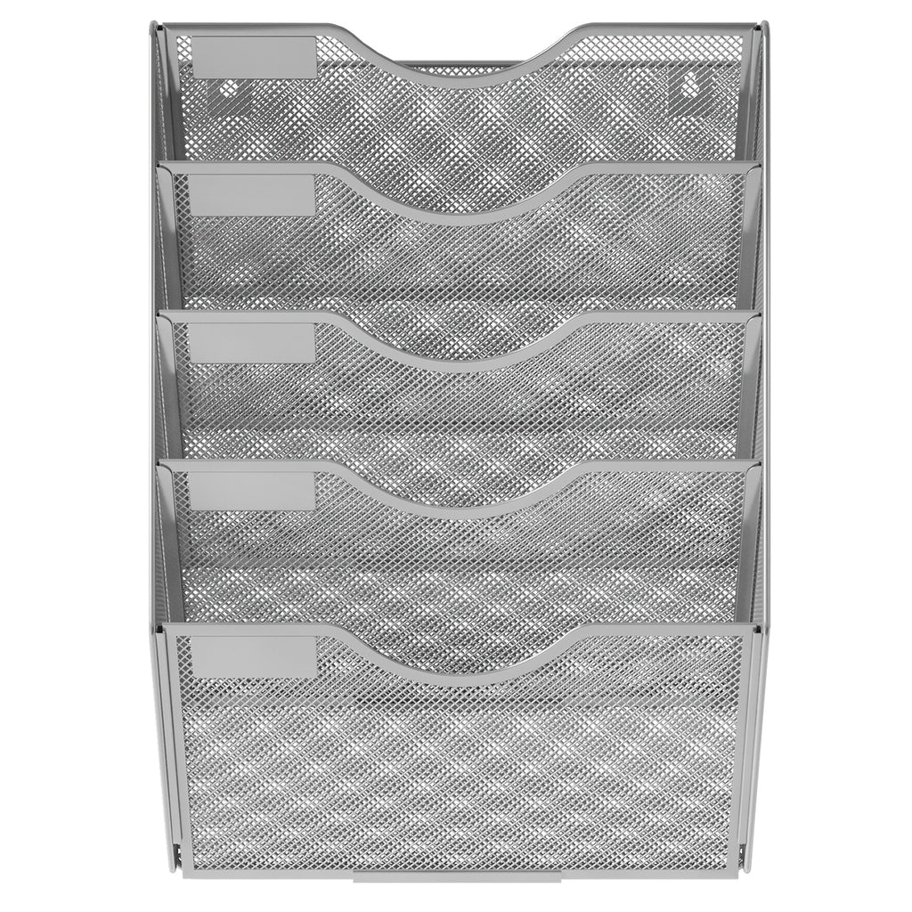 Senhoglb Porte-documents mural A4 en maille 5 niveaux Argent