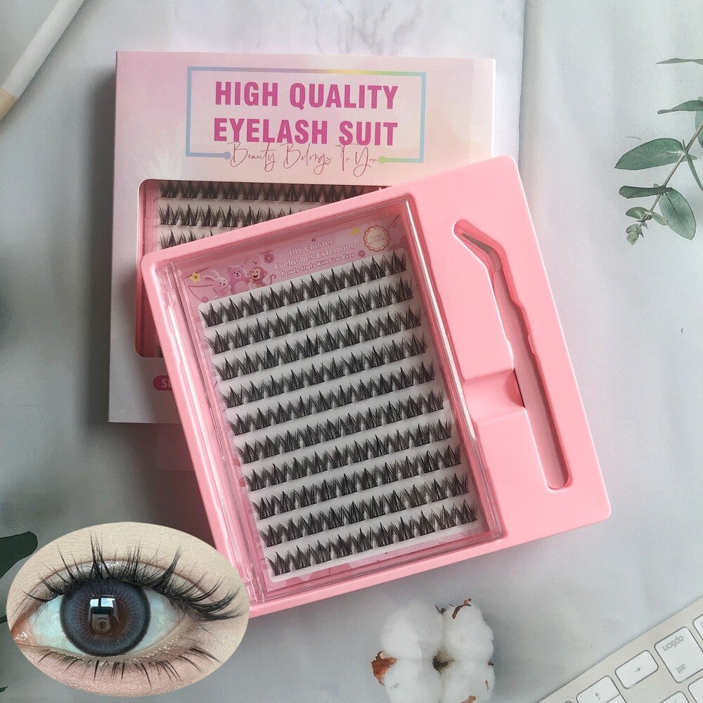 MEOMAGIC Kit de faux cils précolés avec pinces à épiler, 10 lignes - F55