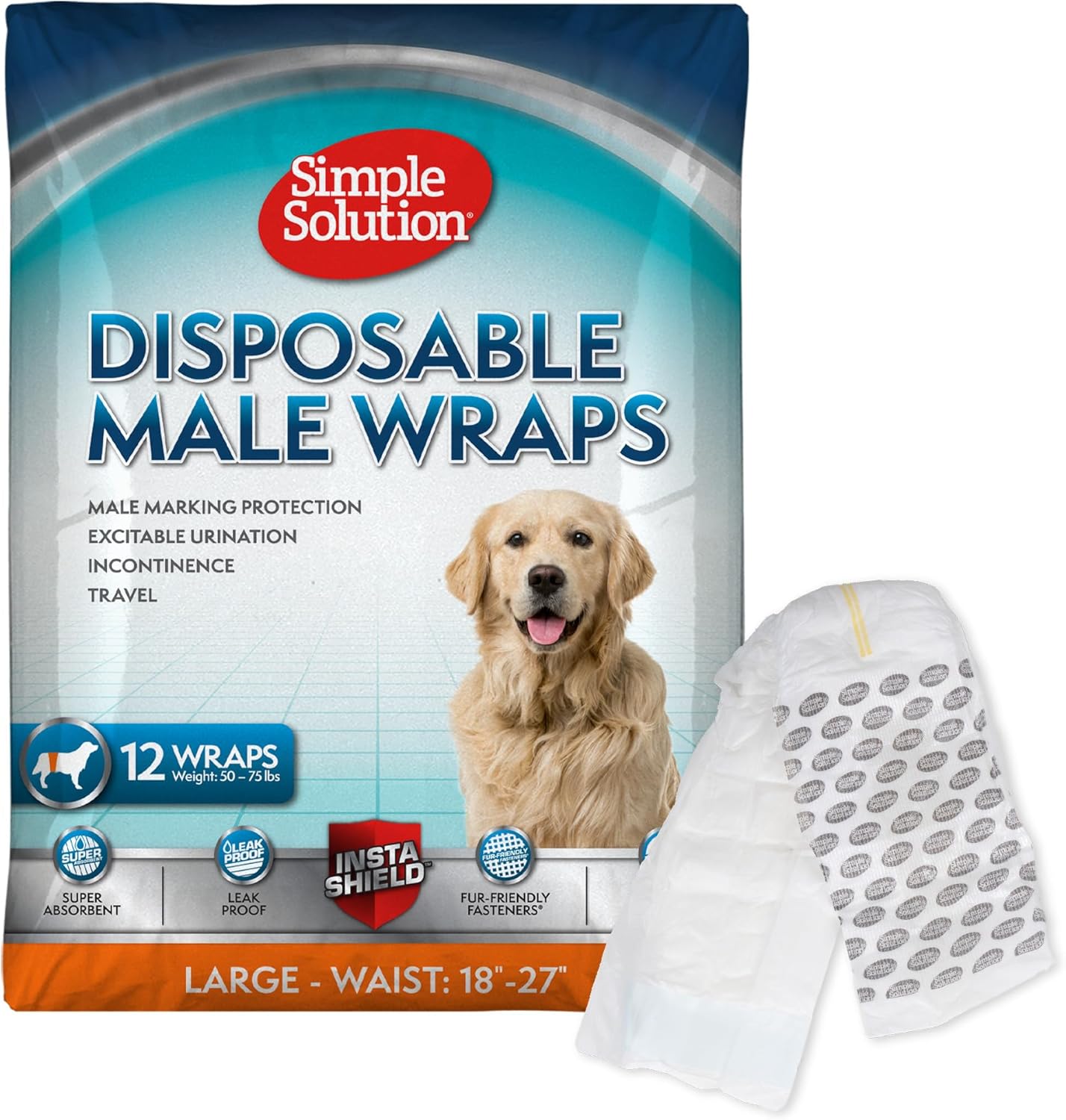 Simple Solution Couches jetables pour chiens, grand paquet de 12