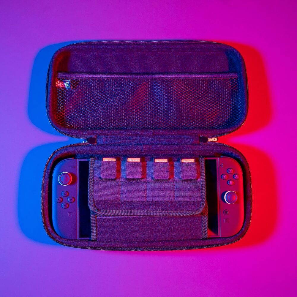 Konix One Piece Housse de protection et transport Nintendo Switch 2 - Rangement accessoires - 8 compartiments jeux - Motif Luffy Gear 5 - Violet