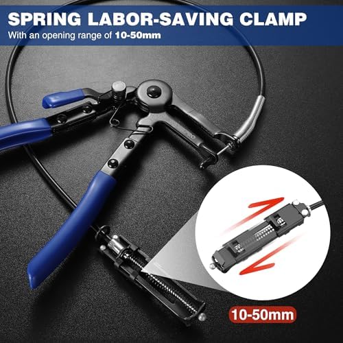 WORKPRO Pince à Collier de Serrage Flexible à Longue Portée, Pince à Collier de Serrage Flexible Type Câble 67 cm Outils de Réparation et d'Entretien Automobile pour Tuyaux de