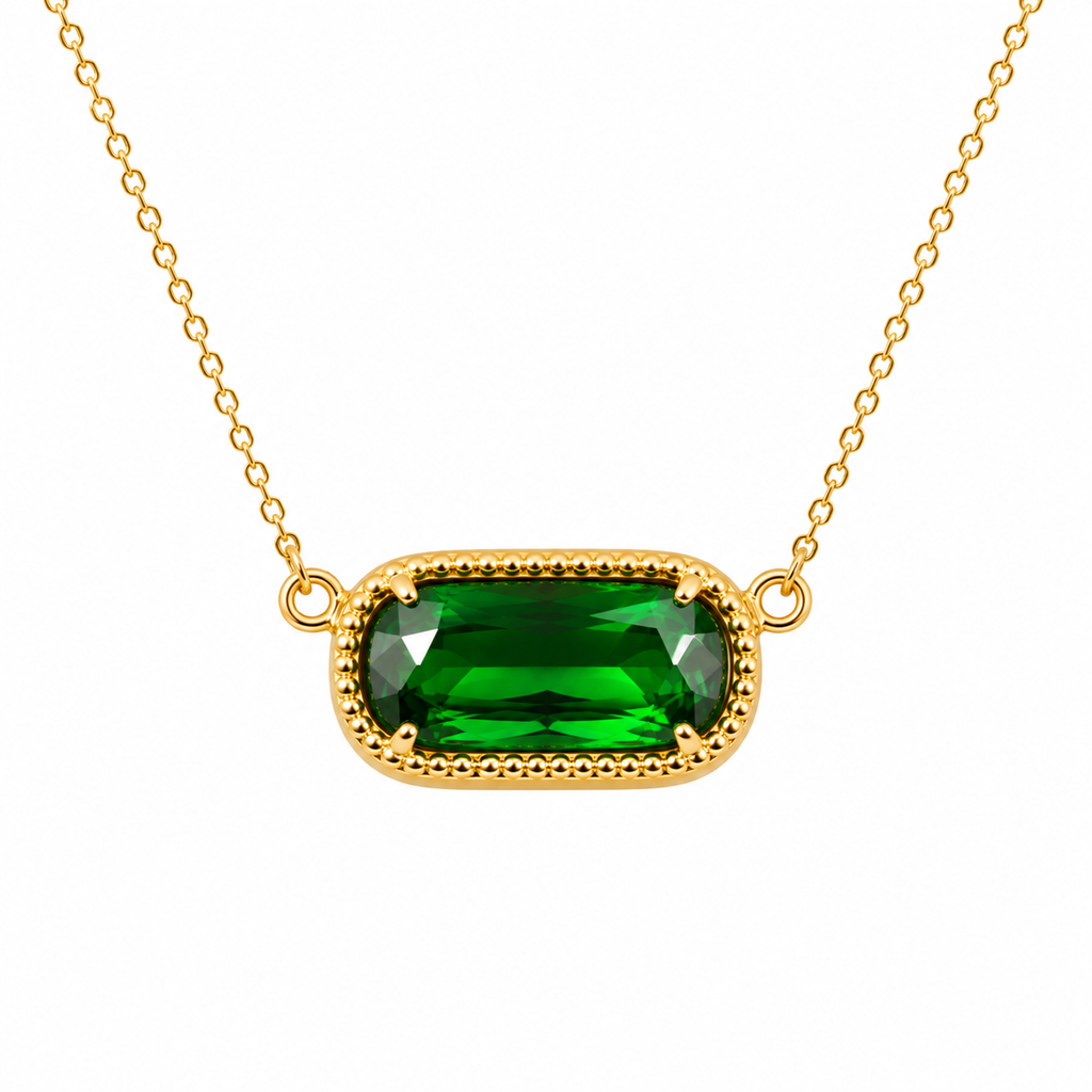 Collier VoxorAI hypoallergénique en pierre naturelle, collier en zircon, pendentif en cristal, chaîne clavicule, vert toutes saisons.