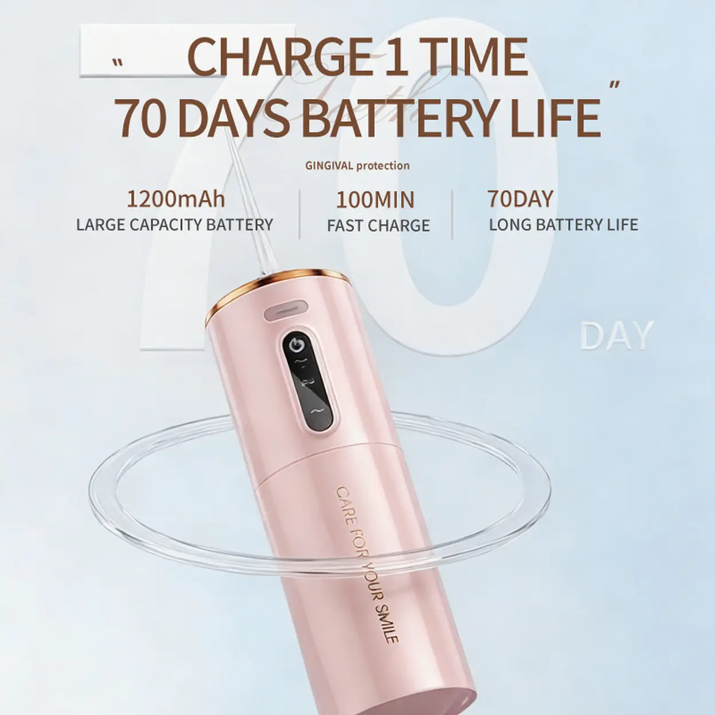 Rushi R-B31A Hydropulseur électrique, Réservoir d'eau de 280 ml, Batterie de 1200 mAh, Rose