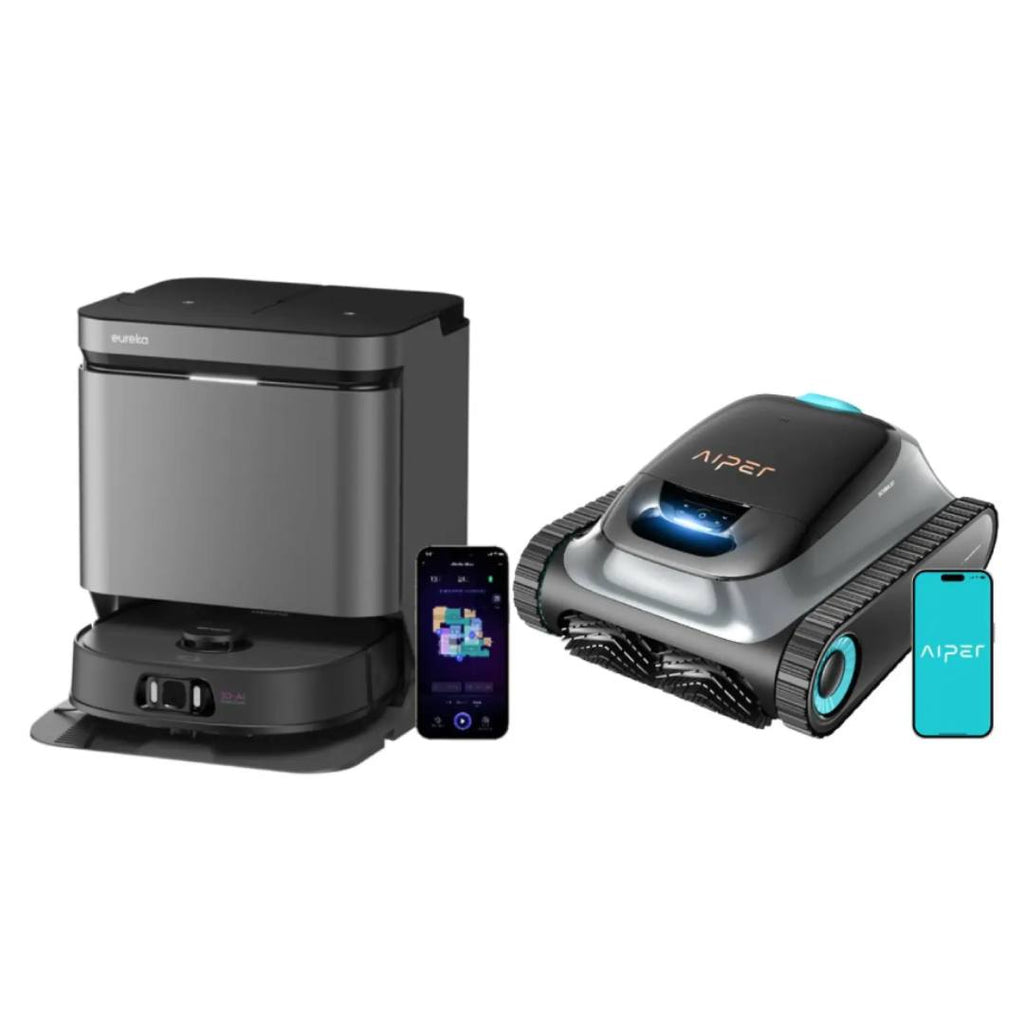 Pack de nettoyage pour maison intelligente 2-en-1 | Robot de piscine Aiper Scuba S1 + aspirateur robot laveur Eureka J15 Pro Ultra, contrôle par application