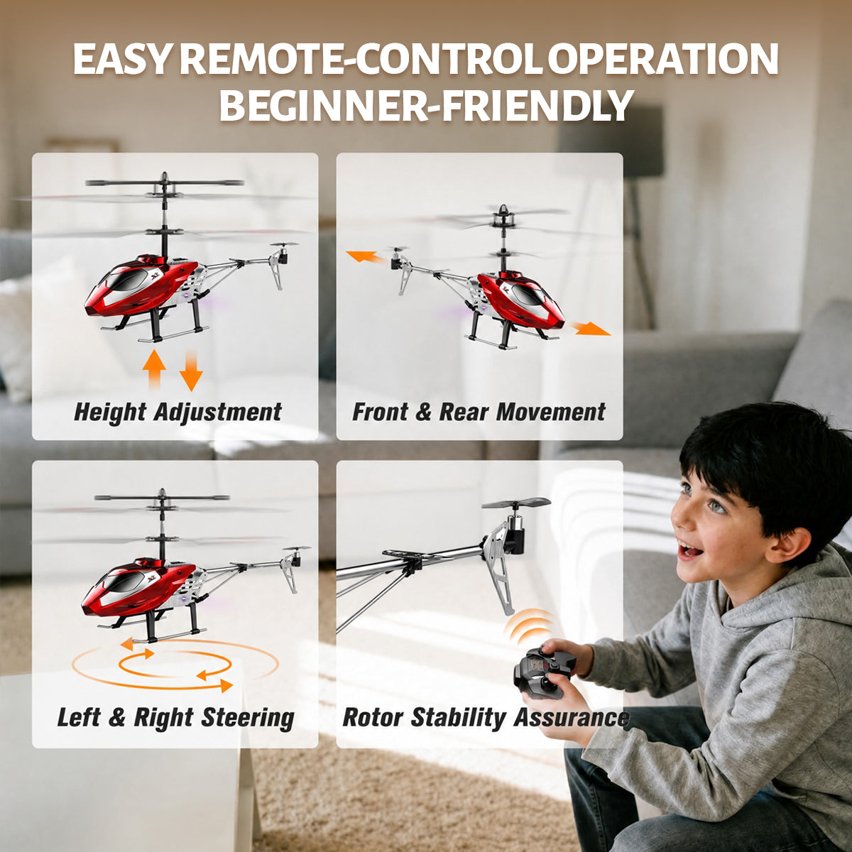 Jouet hélicoptère RC, avion télécommandé à coque en alliage avec lumière LED, décollage et atterrissage à une touche pour enfants