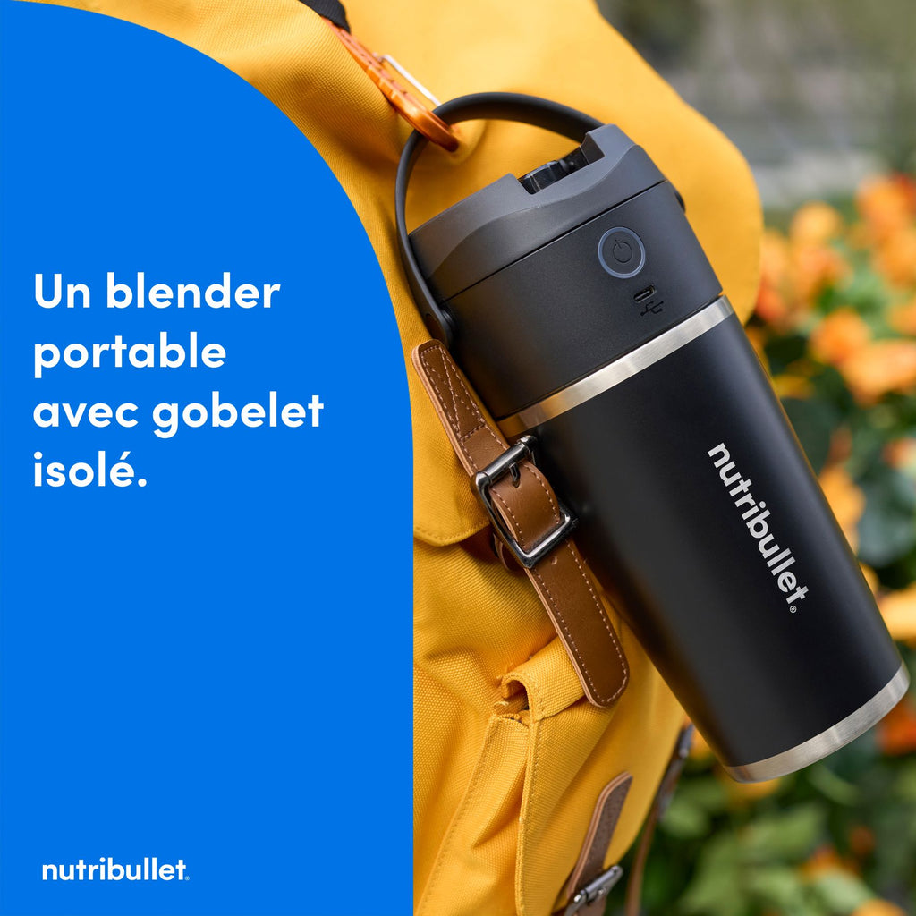 nutribullet Flip, Blender portable avec gobelet isotherme 590 ml, NBP016B, Noir