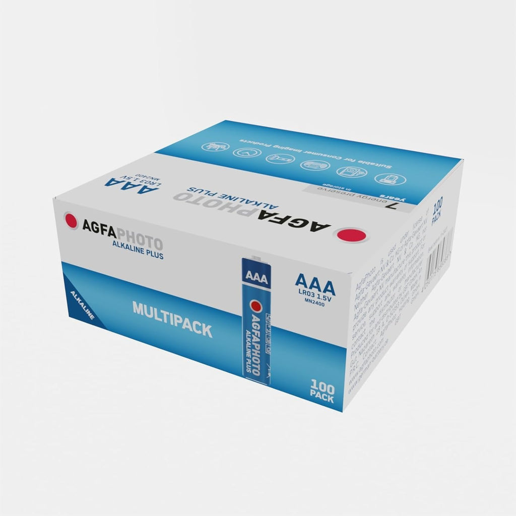AgfaPhoto Boîte de 100 piles Alkaline PLUS Micro AAA LR03