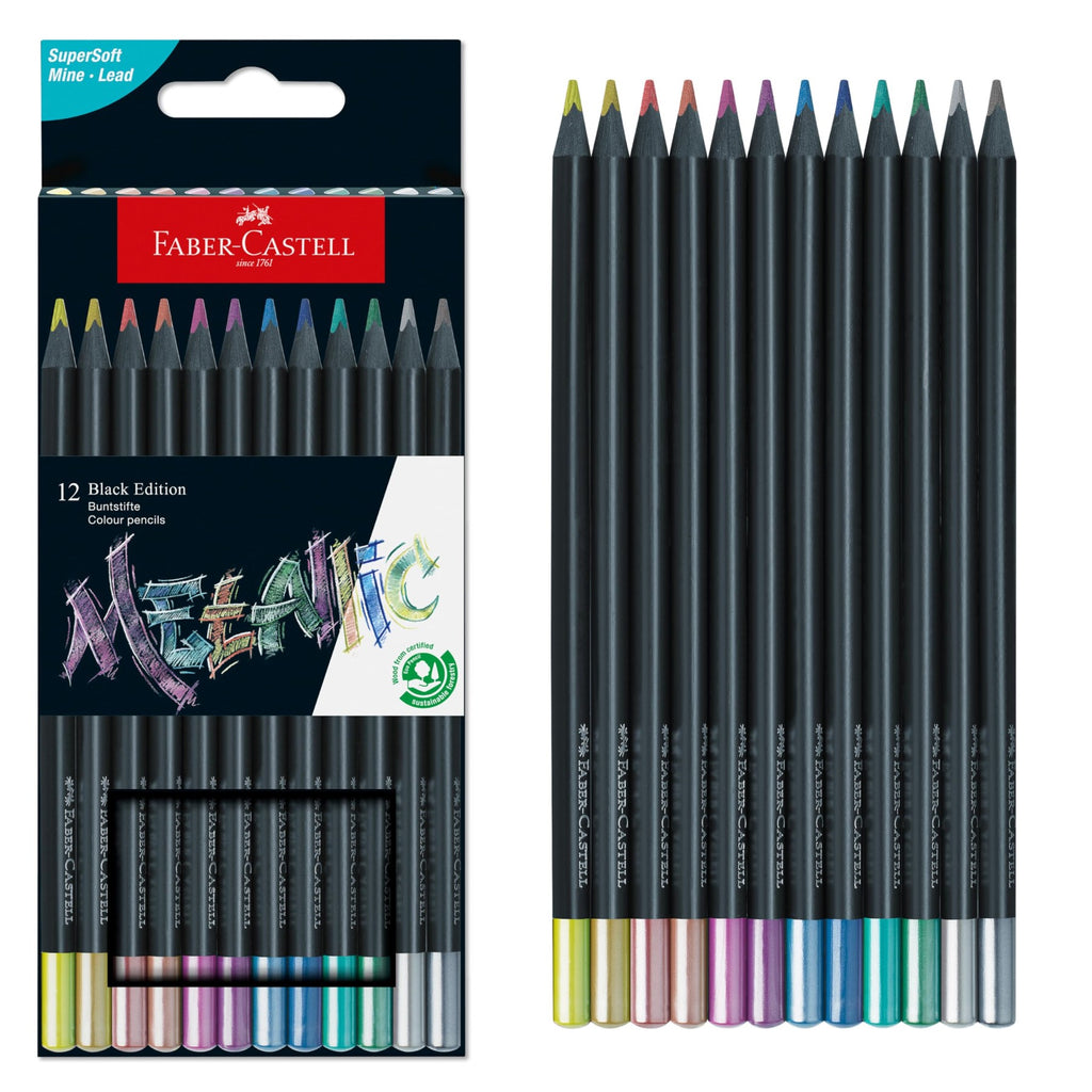Faber-Castell Crayons métalliques Black Edition - Lot de 12