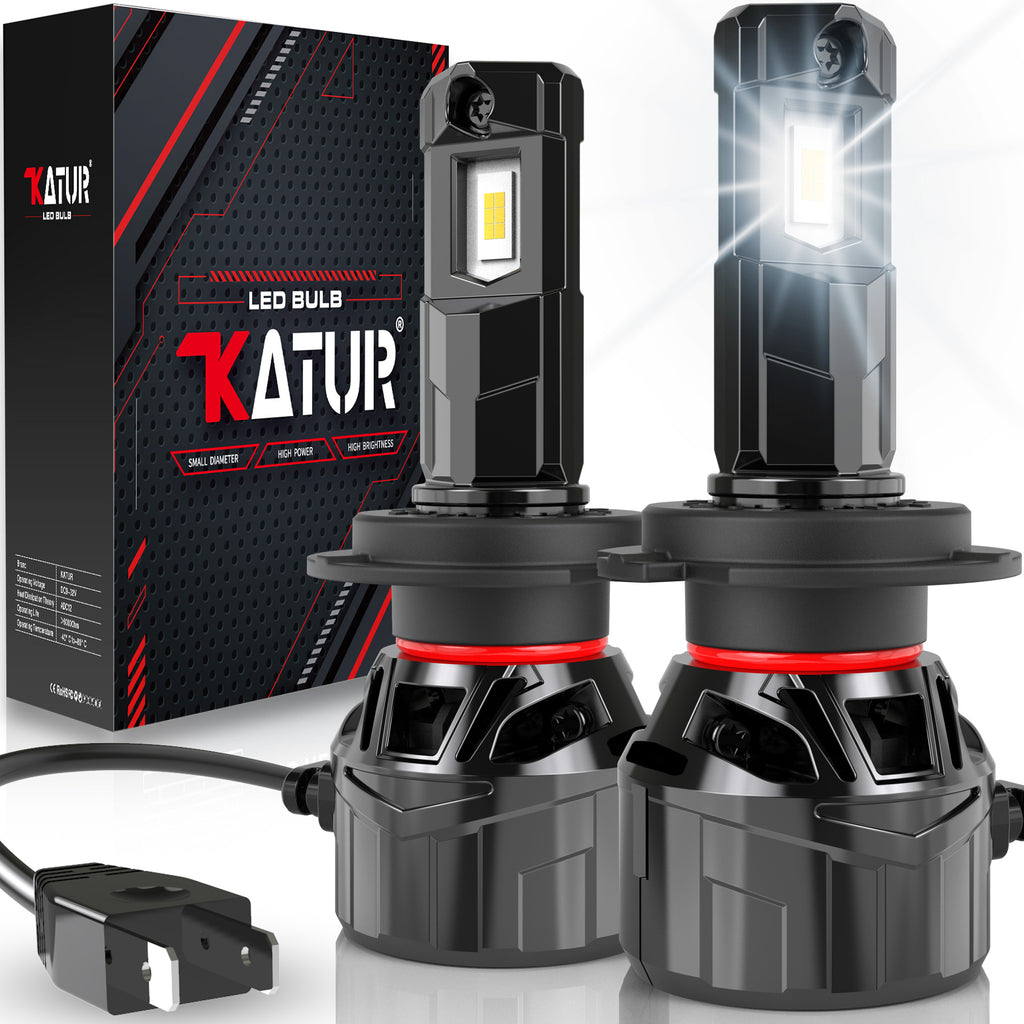Katur Ampoule LED pour phare H7 120 W 30000 lm, Ampoule LED H7 6000 K Blanc xénon Prête à l’emploi Taille mini 1:1 Système de refroidissement haute efficacité Ampoules pour phares H7, Lot de 2