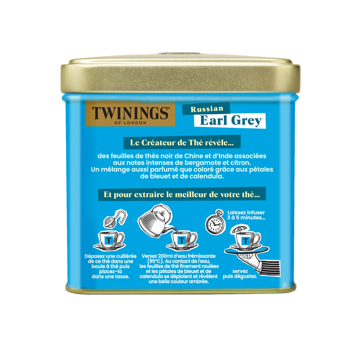 Twinings Thé noir Earl Grey russe Boîte 150 g