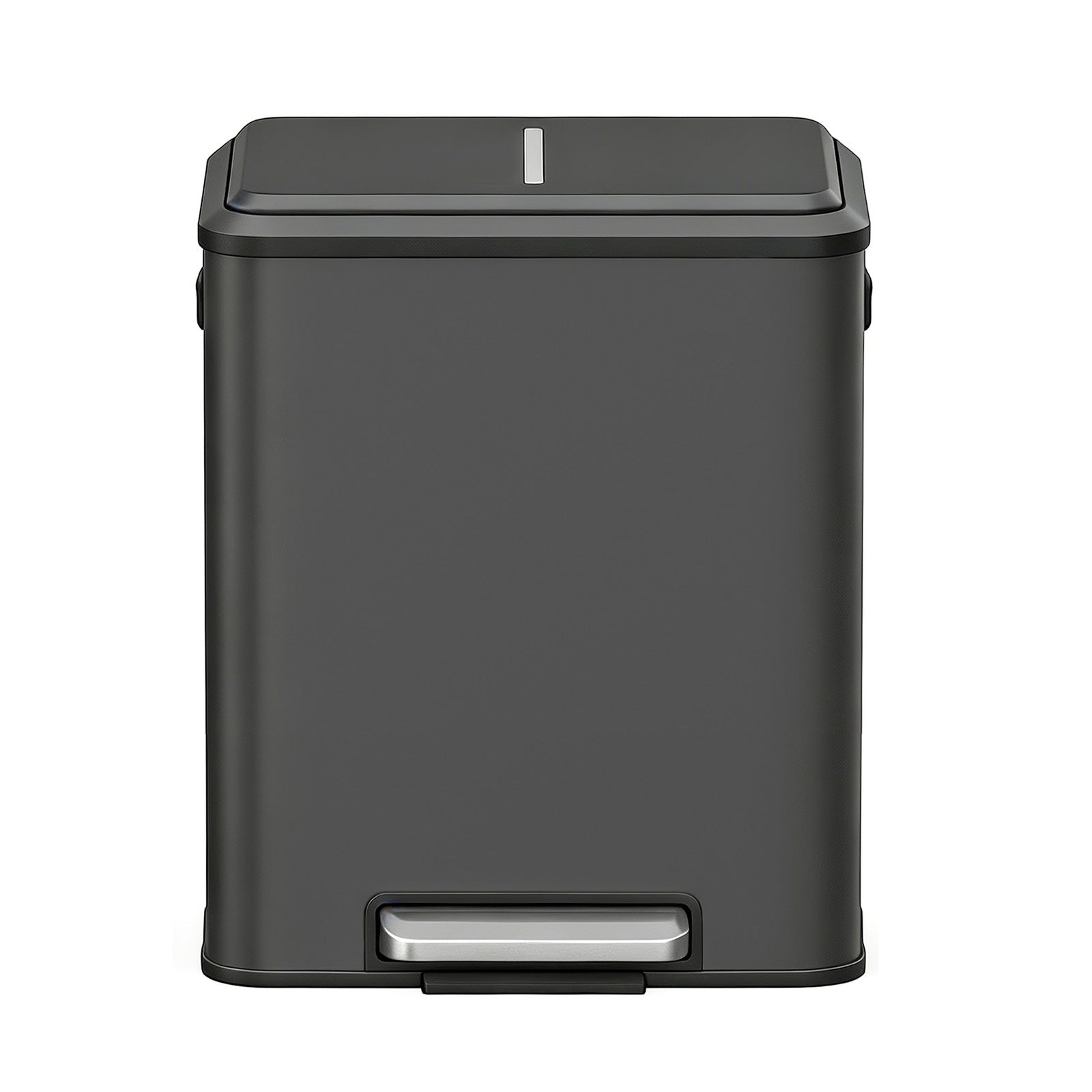 JOYFURNOS Poubelle de cuisine à 2 compartiments avec couvercle à fermeture douce, poubelle de recyclage en acier avec seaux intérieurs et pédale large, noir