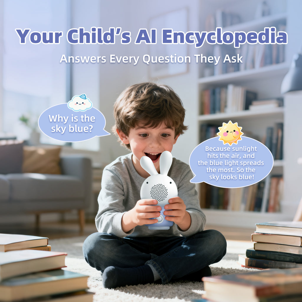 alilo Lapin Intelligent AI pour Enfants, Compagnon Interactif ChatGPT avec Voix en Temps Réel, 4 Agents & 91 Langues, Contient 48 Histoires en Anglais, 50 Contes, 66 Chansons, 28 Berceuses & 34 Morceaux Classiques, Haut-Parleur Bluetooth
