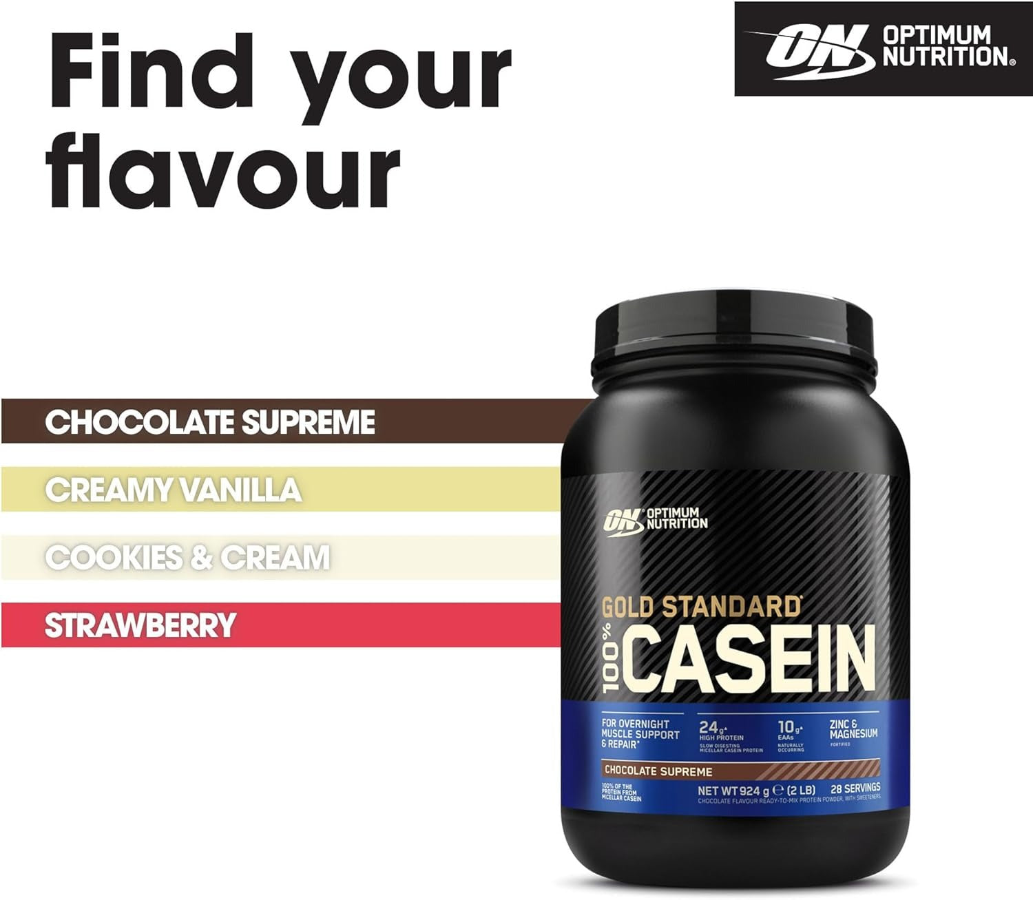 Optimum Nutrition Gold Standard 100 % Caséine Poudre protéinée, Saveur chocolat suprême 924 g (28 portions)