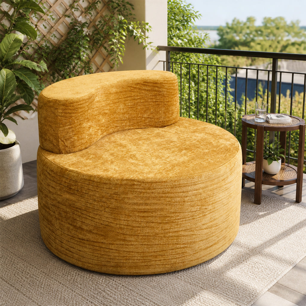 Canapé de détente pliable, sans assemblage, ultra doux, en mousse haute densité, pour salon – canapé sans structure, jaune