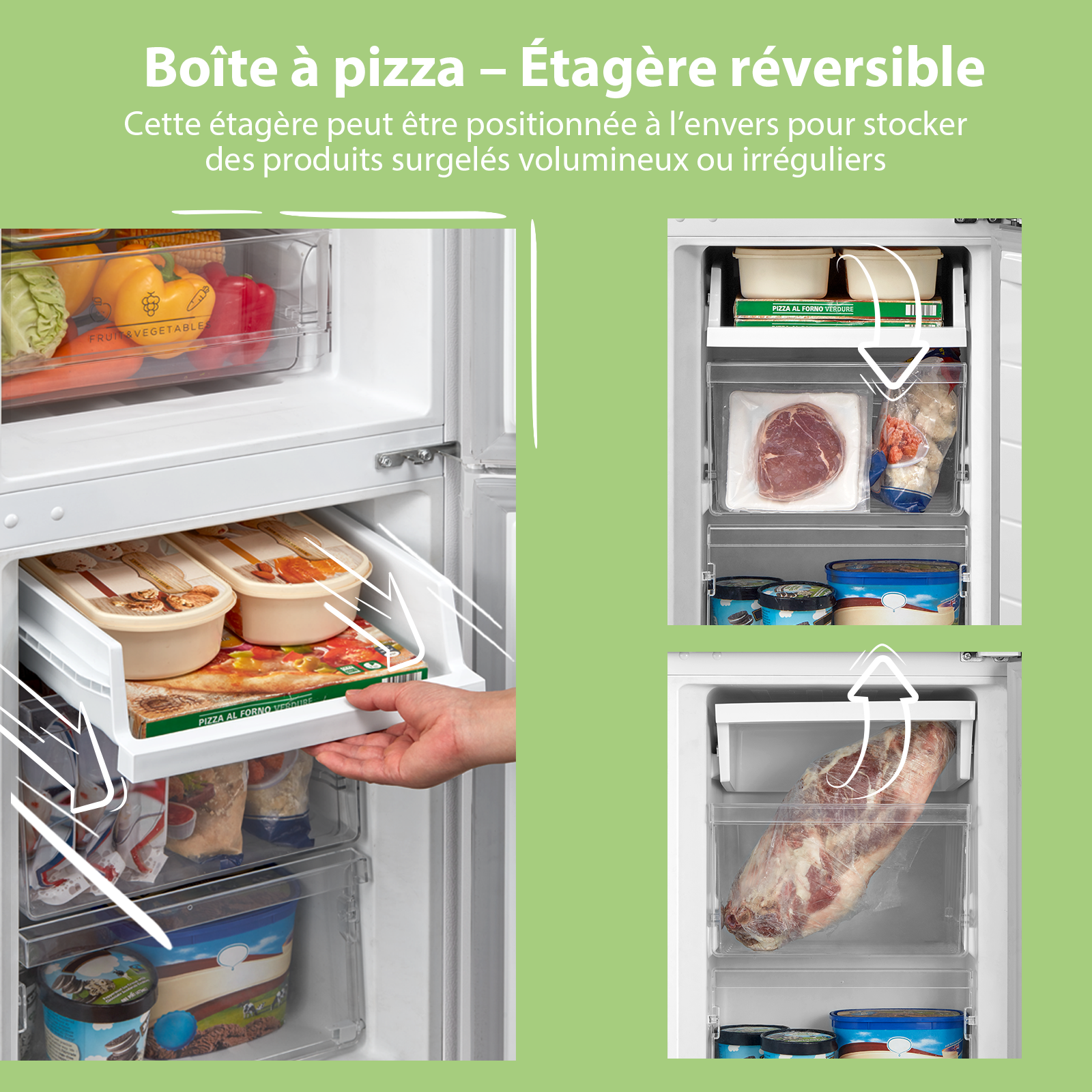 Comfee' RCB169WH2(E) 174 L 70/30 Réfrigérateur-congélateur pose libre, Hauteur 150 cm, Low Frost, Congélateur 4 étoiles, Silencieux 39 dB, Thermostat réglable, Éclairage LED, Porte réversible, Blanc [Classe énergétique E]