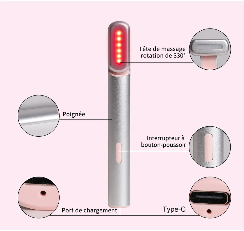 Qiweiny Appareil de soin oculaire anti-âge à baguette de massage rotative