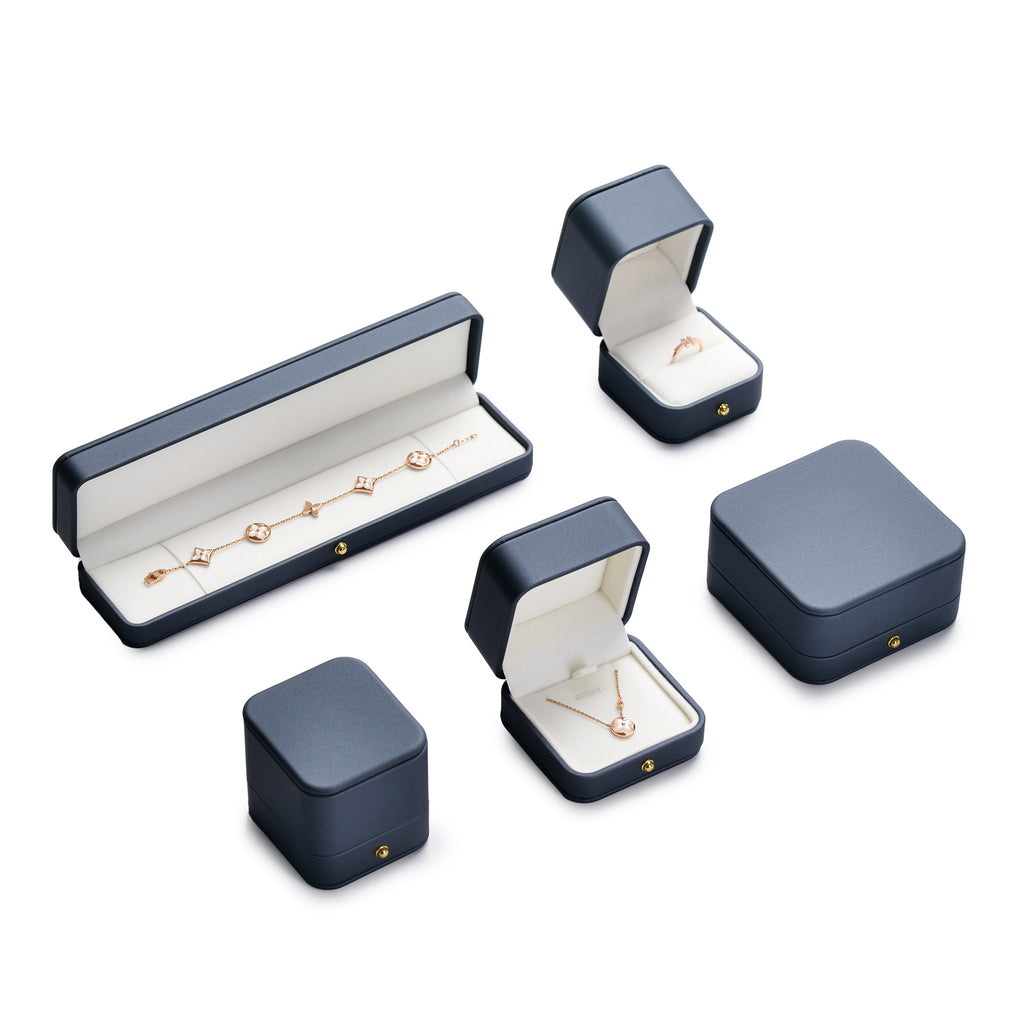 Oirlv boîte de rangement pour bague et pendentif en cuir haut de gamme bleu acier, présentation de bijoux