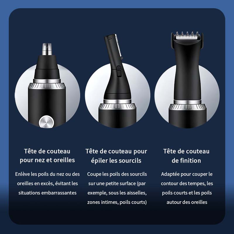 Sparoma Tondeuse pour poils du nez et du visage 3-en-1 pour homme – Tondeuse pour poils du nez et des oreilles, sourcils et détails, moteur haute vitesse 7800 tr/min