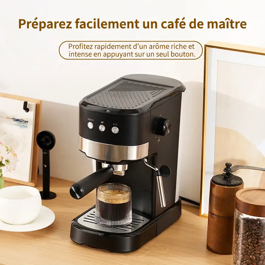 ochama Machine À Espresso Semi‑Automatique À Pression, Extraction Espresso 15Bar, Puissant Mousseur À Lait Vapeur, Fonction Réchauffage Des Tasses, Réservoir D’eau Grande Capacité 1,2L