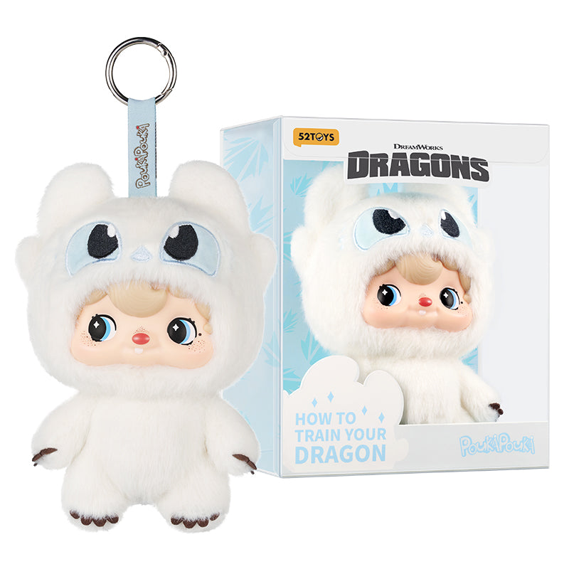 52TOYS POUKAPOUKA Comment entraîner son dragon Pendentif poupée en peluche en vinyle Co-brandé Light Fury Ornement de bureau tendance sous licence Cadeau d'anniversaire pour collectionneurs