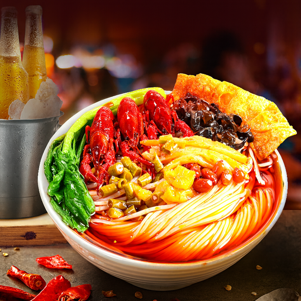 HAOHUANLUO Nouilles de riz Luosifen saveur écrevisse - Contient des édulcorants - 300 g