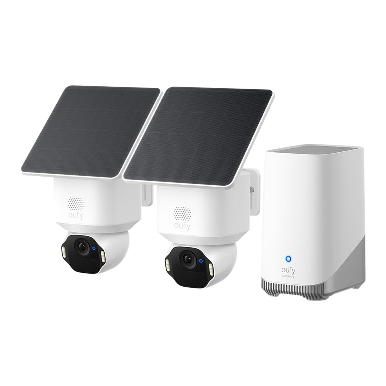 eufy SoloCam E42 (Kit 2 Caméras), Caméra de Surveillance Extérieure 4K, HomeBase S380, Solaire, Suivi des Mouvements par IA, Avertissement Lumineux, Pan & Tilt, Détection Faciale