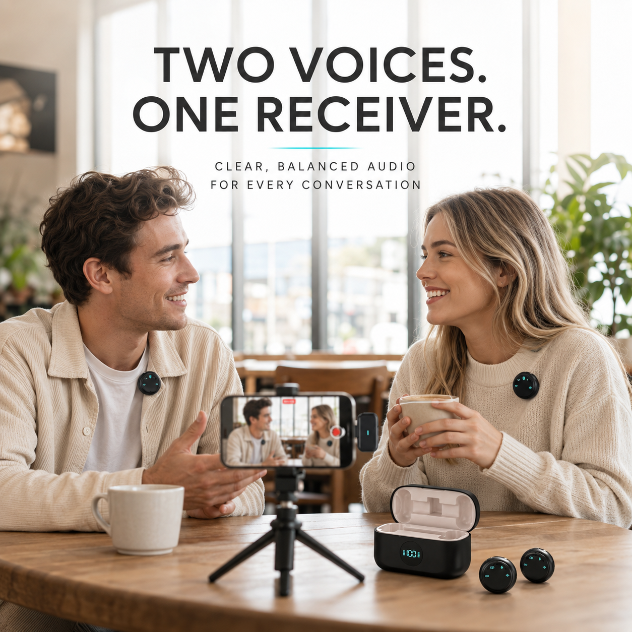 Verbex K31Pro-Black mini microphone populaire, double micro magnétique sans fil, à clip bouton pour col, microphone pour diffusion en direct, microphone cravate, interface deux-en-un