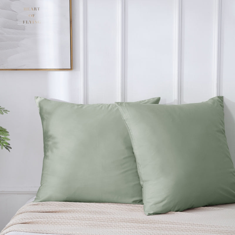 MEROPE, Taie d'oreiller en bambou, 80x80 cm, eucalyptus, lot de 2