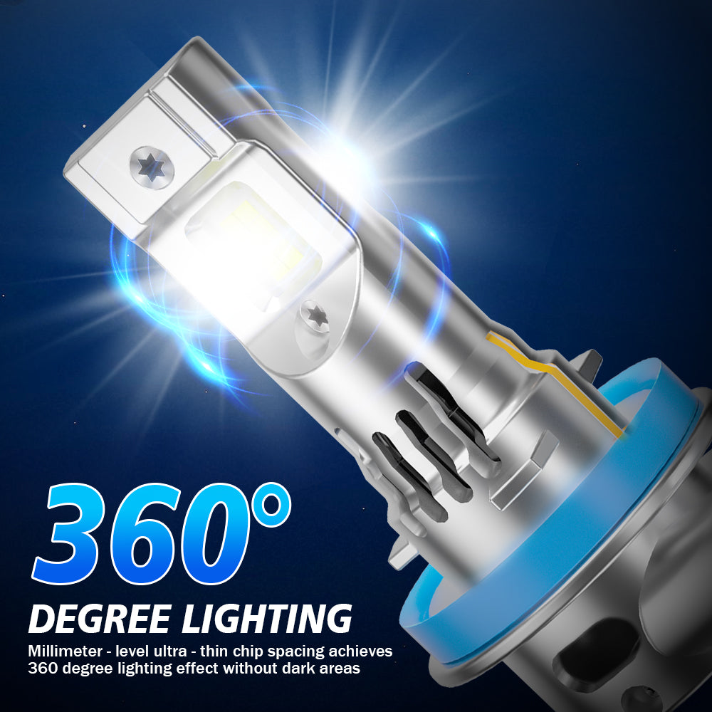 Roadsun Ampoules à puces LED CSP H11 H9 pour phares et H8 pour feux antibrouillard, luminosité 5 fois, blanc froid 6500 K, ventilateur 16000 tr/min, prêtes à l’emploi, conception 1:1, sans polarité