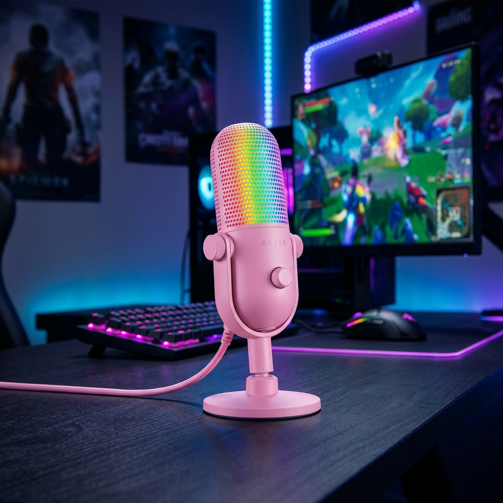 Razer Naga V3 Édition Quartz Rose USB Microphone de Bureau Capacitif