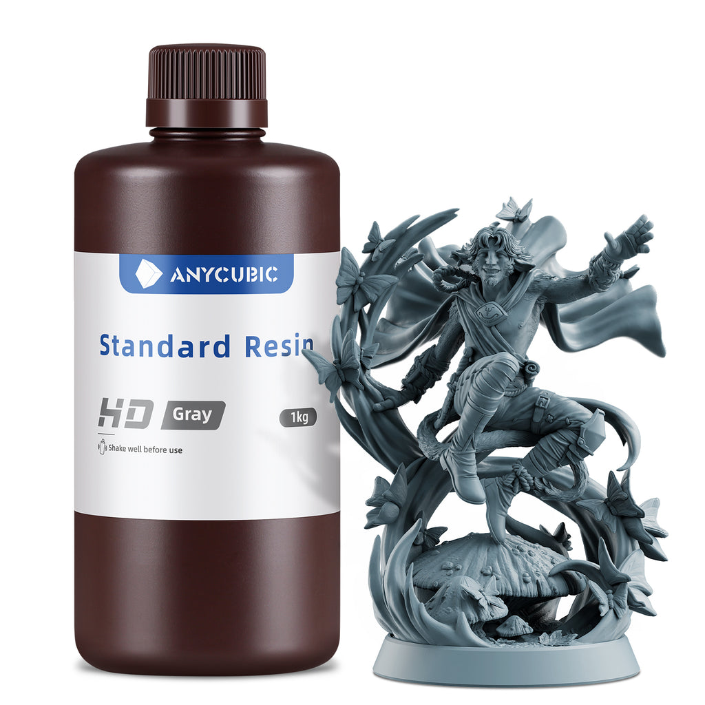 Résine Standard Anycubic 405nm UV à Durcissement Rapide pour Imprimantes 3D LCD/DLP/SLA(HD Gris, 1 kg)
