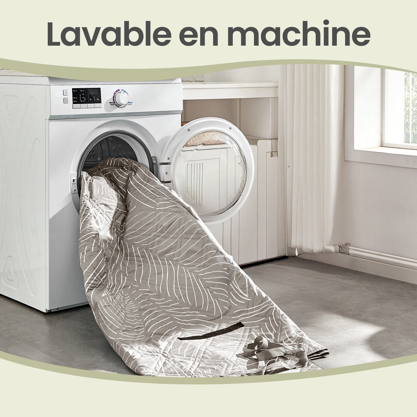JOYFURNOS Couverture de Pique-nique, 200 x 200 cm, 4 Piquets de Sol, Hydrofuge, Lavable, Pliable, Motif Feuilles et Kaki