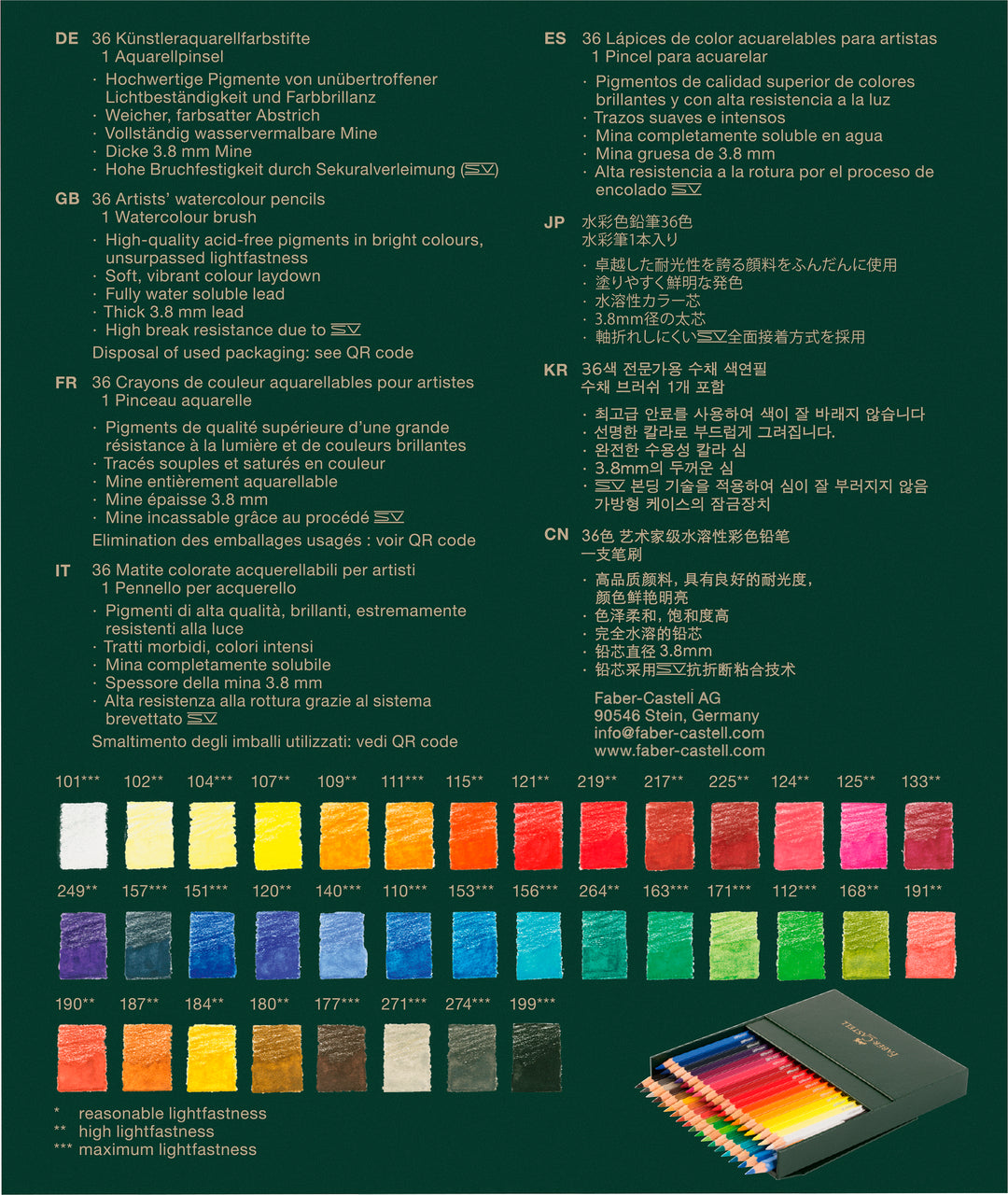 Faber-Castell Albrecht Dürer Coffret studio de 36 crayons aquarellables