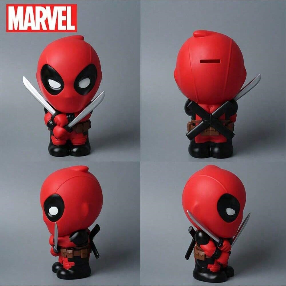 Marvel Tirelire Deadpool, 1 pièce, licence officielle, figurine chibi 3D en PVC mignonne, boîte à monnaie, étanche, incassable, objet de collection, organiseur de bureau